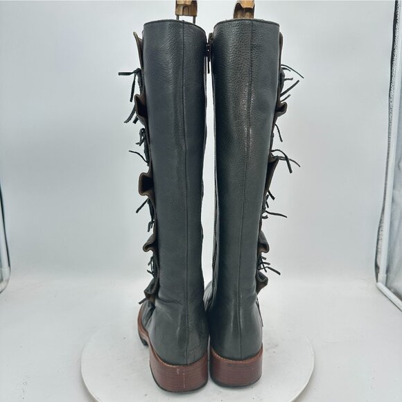 Jim Barnier Dreamcatcher Women Size 7 Black Leather Side Zip up Knee High Boot - Picture 5 of 13